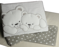Комплект постельного белья Lepre Sweet Bears серый/горох, 6 предметов