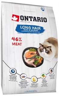 ONTARIO корм для длинношерстных кошек утка/рыба 2 кг