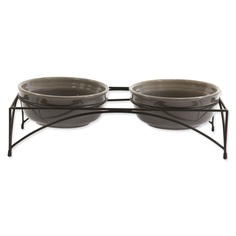 миски керамические серые 2 шт на подставке 12,5*5 см Dog Fantasy