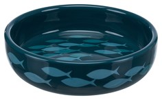 Миска для кошек TRIXIE плоскомордых пород, керамика, петроль/синий, 15см, 300мл