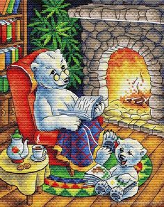 Набор для вышивания крестом Жар-Птица "Семейный вечер", 18x22 см, арт. М-374