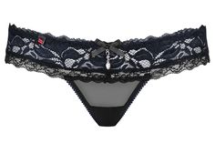 Сексуальные трусики-слипы с темно-синим кружевом Obsessive