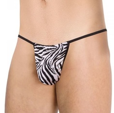Стринги мужские из сетки Зебра SoftLine Collection, чёрный, OS черный, белый S/L