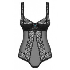 Полупрозрачное боди с кружевными вставками Obsessive