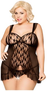 Комбинация с вырезами и открытые стринги SoftLine Collection Bianca, черный, XL