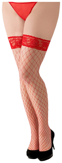 Чулки в крупную сетку (с силик. полосками) SoftLine Collection, красный, XXXL