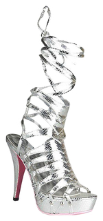 Босоножки Hustler Shoes Snake Style из искусственной змеиной кожи серебристые р.37