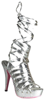 Босоножки Hustler Shoes Snake Style из искусственной змеиной кожи серебристые р.40