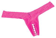 Трусики-тонг Hustler Lingerie с жемчужной нитью розовые