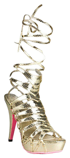 Босоножки Hustler Shoes Snake Style из искусственной змеиной кожи золотистые р.40