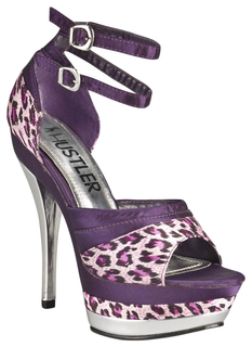 Босоножки Hustler Shoes Violet Leopard с серебристой шпилькой р.37