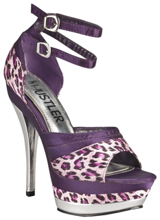 Босоножки Hustler Shoes Violet Leopard с серебристой шпилькой р.38