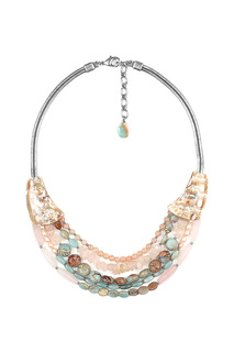 Колье женское Nature Bijoux NB20.1-15-41062 бежевое/голубое/золотистое