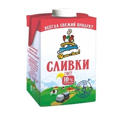 Сливки кубанский молочник пастеризованные питьевые бзмж жир. 10 % 500 г