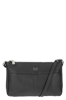 Черная кожаная сумка через плечо, б/р 240_черн Afina