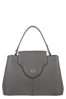 Серая кожаная сумка с откидным клапаном, б/р 482 Afina