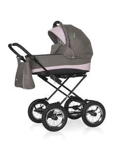 Коляска 2 в 1 Riko Basic Alfa Ecco Classic 09 серый-розовый