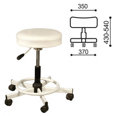 Кресло РС12, без спинки, без подлокотников, кожзам, белое, РС01.00.12 б/сп No Brand