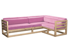 Угловой диван Магнус Угловой сосна натуральный Розовый, вельвет, Правый АНД