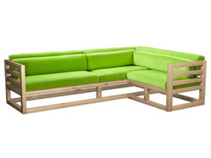 Угловой диван Магнус Угловой сосна натуральный Салатовый, вельвет, Правый АНД