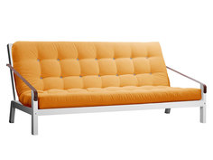 Прямой диван Локи сосна белая эмаль Апельсиновый, вельвет АНД