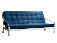 Прямой диван Локи сосна белая эмаль Синий, вельвет АНД