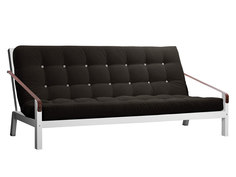 Прямой диван Локи сосна белая эмаль Черный, вельвет АНД