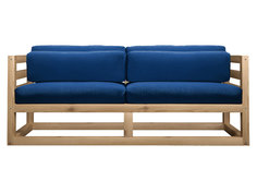 Прямой диван Магнус Мини сосна натуральный Синий, вельвет АНД