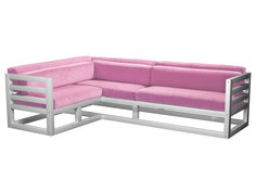 Угловой диван Магнус Угловой сосна белая эмаль Розовый, вельвет, Левый АНД