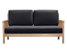 Прямой диван Норман Черный, рогожка, Сосна натуральная АНД