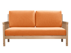 Прямой диван Норман Оранжевый, рогожка, Сосна натуральная АНД