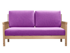 Прямой диван Норман Фиолетовый, рогожка, Сосна натуральная АНД