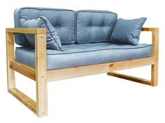 Прямой диван Астер-мини Голубой, рогожка, Сосна натуральная АНД