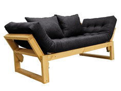 Прямой диван Амбер Черный, рогожка, Сосна натуральная АНД