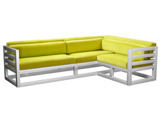 Угловой диван Магнус Угловой сосна белая эмаль Лимонный, вельвет, Правый АНД