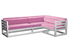 Угловой диван Магнус Угловой сосна белая эмаль Розовый, вельвет, Правый АНД