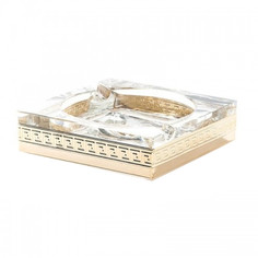 Пепельница из позолоченного металла с хрусталиками AR-3269, 11*11*3см Home&Style