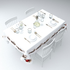 Скатерть Сирень Дед мороз спешит на праздник Цвет: Белый 120х145 см