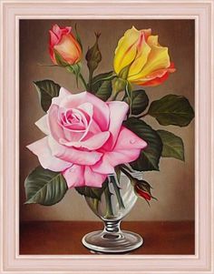 Алмазная вышивка Алмазная Живопись "Розы в фужере", 30x40 см