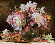 Картина по номерам Schipper "Букет цветов с вишнями", 40x50