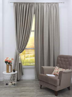 Штора Amore Mio Блэкаут лен 200x270 см 2 шт Цвет бежево-серый