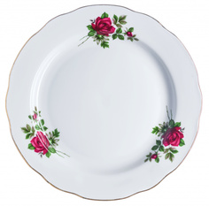 Тарелка столовая Дулево Вырезной край Черная роза, диаметр 24 см., фарфор