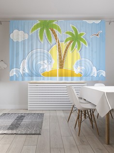 Шторы под лён «Волнистый остров», серия Oxford DeLux, 290х180 см Joy Arty