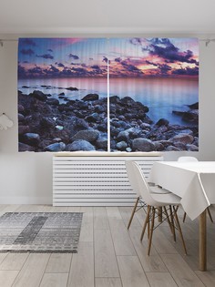 Шторы под лён «Каменный берег под луной», серия Oxford DeLux, 290х180 см Joy Arty