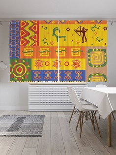 Шторы под лён «Африка в рисунках», серия Oxford DeLux, 290х180 см Joy Arty