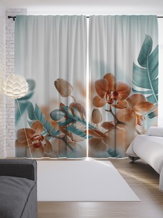 Шторы с фотопечатью "Необычные орхидеи" из сатена, 290х265 см Joy Arty