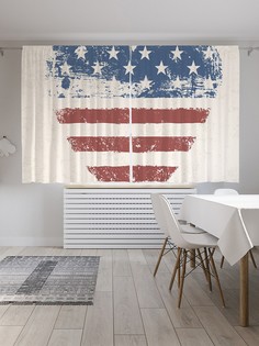 Шторы под лён «Американский флаг в сердце», серия Oxford DeLux, 290х180 см Joy Arty