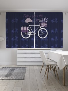 Шторы под лён «Сиреневый кот», серия Oxford DeLux, 290х180 см Joy Arty