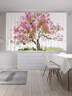 Шторы под лён «Нарисованное дерево», серия Oxford DeLux, 290х180 см Joy Arty