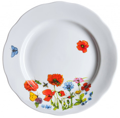 Тарелка столовая Дулево Вырезной край Цветущий луг, диаметр 20 см., фарфор